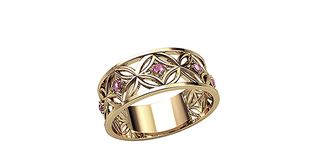 кт253 Широкое золотое кольцо с фианитами.