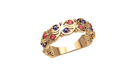 кт257 Нарядное кольцо с разноцветными фианитами.