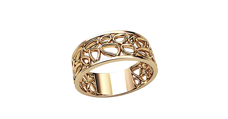 кт263 Широкое воздушное кольцо из золота «Квадратный хаос»