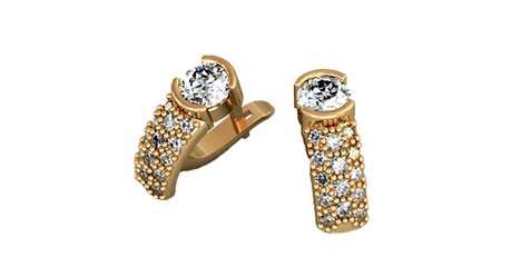 кт272 Серьги с крупными фианитами в золоте 