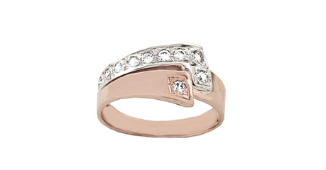 кт281 Кольцо «Дуэт» — красное и белое золото в одном украшении