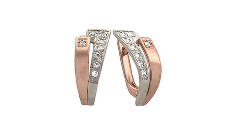 кт282 Серьги «Дуэт» с накладками из белого золота.