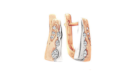 кт285 Серьги «Биколор» двухцветные с фианитами.