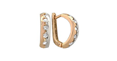 кт287 Серьги комбинированные «Сияние в двух цветах» с фианитами 