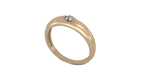 кт290 Лаконичное золотое кольцо «Моно» — один камень. 