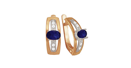 кт295 Серьги «Кинодива» — крупные фианиты в оправе из двух цветов золота.