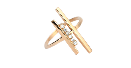 кт296 Золотое кольцо параллельные линии, один стиль