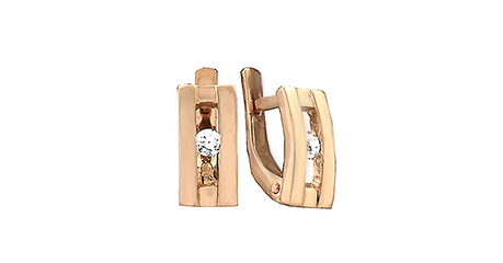 кт299 Золотые серьги «Дуо» с фианитами .