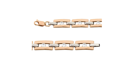 кт300 Браслет из комбинированного золота с фианитами.