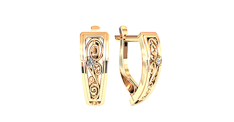 кт306 Серьги «Золотое кружево» с ажурной вставкой.