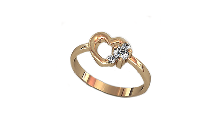 кт309 Золотое кольцо «Валентинка» — сердце, которое всегда с тобой