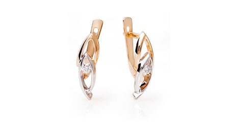 кт317 Серьги из комбинированного золота «Дуэт» — два цвета в идеальной гармонии