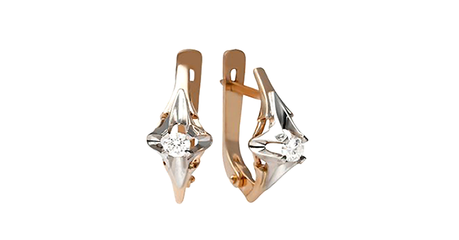 кт325 Золотые серьги с фианитами.