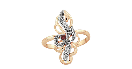 кт356 Золотое кольцо с накладкой из белого золота и фианитами