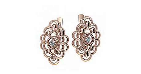 кт366 Объёмные, ажурные серьги из золота