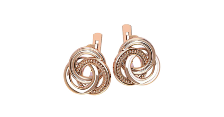 кт372 Золотые серьги «Трилистник»