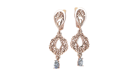 кт374 Длинные ажурные серьги-подвески 