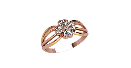 кт383 Золотое кольцо «Четырёхлистный клевер» — поймай удачу за хвост