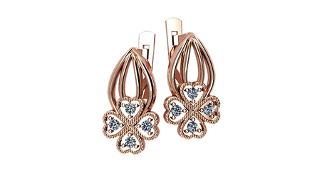 кт384 Золотые серьги «Клевер».