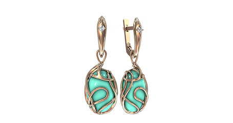 кт400 Винтажные серьги с кабашонами 