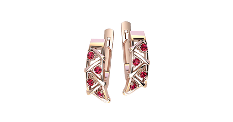 кт408 Серьги «Фианит в золотом треугольнике».