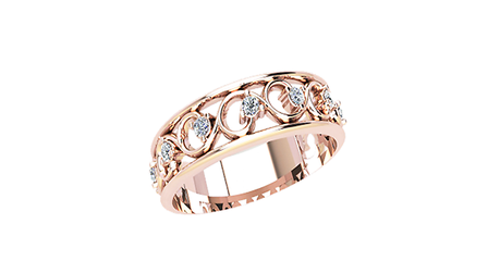 кт413 Нежное колечко с фианитами «Объятия ветра» 