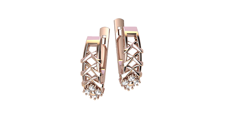 кт416 Золотые серьги с фианитами.