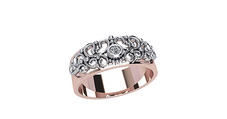 кт417 Золотое кольцо с ажурной накладкой «Поцелуй нимфы»