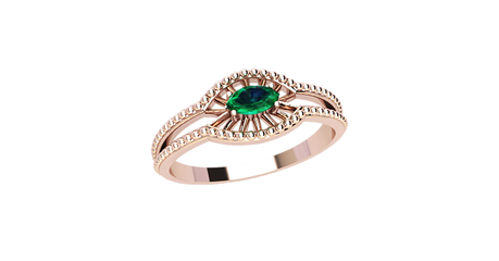 кт423 Золотое кольцо с камнем огранки маркиз.