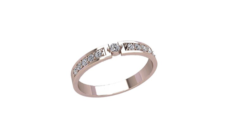 кт425 Узкое золотое кольцо с фианитами.
