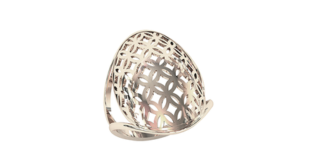 кт446 Широкое ажурное золотое кольцо без камней «Сфера»