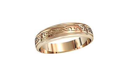 кц001 Золотое кольцо с орнаментом — ритм, застывший в металле