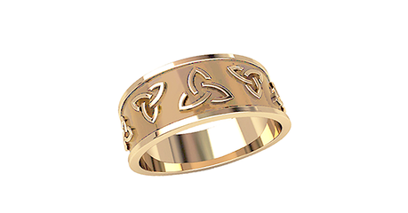 кц022 Золотое кольцо с орнаментом по всей окружности
