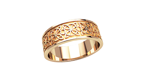 кц023 Золотое кольцо с орнаментом.