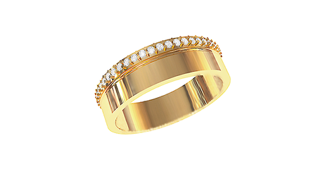 кц026 Широкое кольцо с мелкими фианитами по кругу