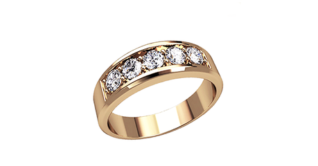 кц034 Пять камней в золотом кольце.