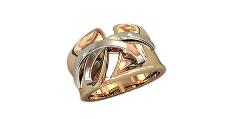 кц036 Кольцо из двухцветного золота без камней