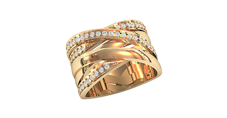 кц037 Золотое кольцо коллекции Criss Cross*