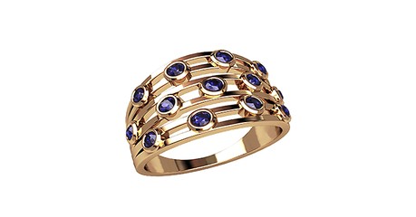 кц041 Широкое кольцо из золота с фианитами 