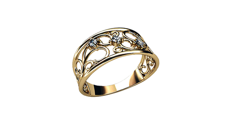 кц043 Лёгкий ажур в золотом кольце