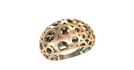 кц048 Объемное золотое кольцо без камней