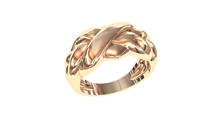 кц051 Объёмное кольцо из золота без камней.