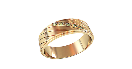 кц057 Широкое золотое кольцо с фианитами