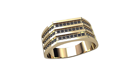 кц063 Стильное золотое кольцо с мелкими фианитами