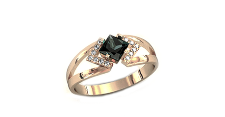 кц073 Кольцо из золота с квадратным камнем. 