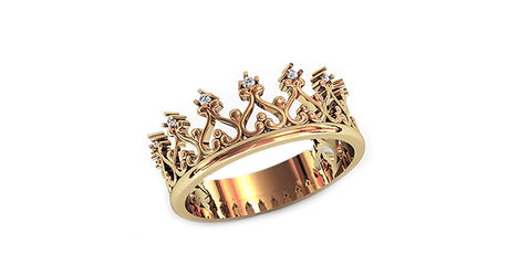 кц078 Золотое кольцо в виде короны с мелкими фианитами. 
