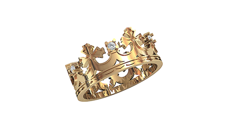 кц079 Золотое кольцо «Корона» с фианитами