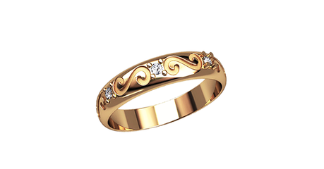 кц088 Милое колечко «Золотые завитки»