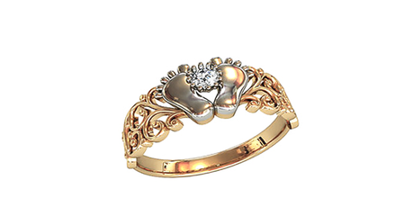 кц114 Золотое кольцо «Ножки младенца».