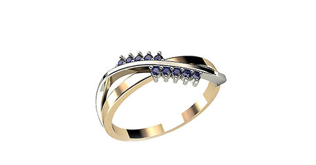 кц133 Золотое кольцо с накладкой из белого золота и фианитами